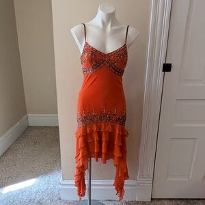 Sue Wong Orange Embellished Dress
